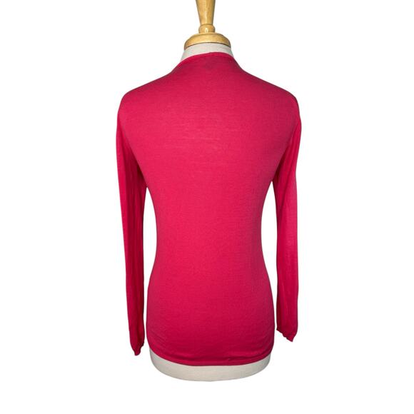 SNOBBY SHEEP Magenta Silk Blend Sweater Size 44 Medium *READ* V-neck Lightweight - Picture 3 of 11